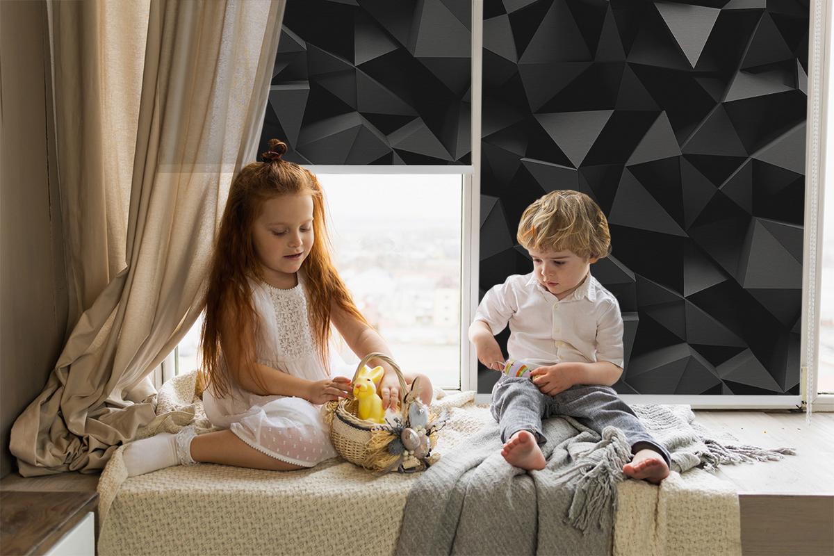 INNENROLLO - Fensterrollo - Rollo - 60x40 cm - Schwarzes Origami - Schwarz, Kunststoff (60/140/0.5cm) - TULUP