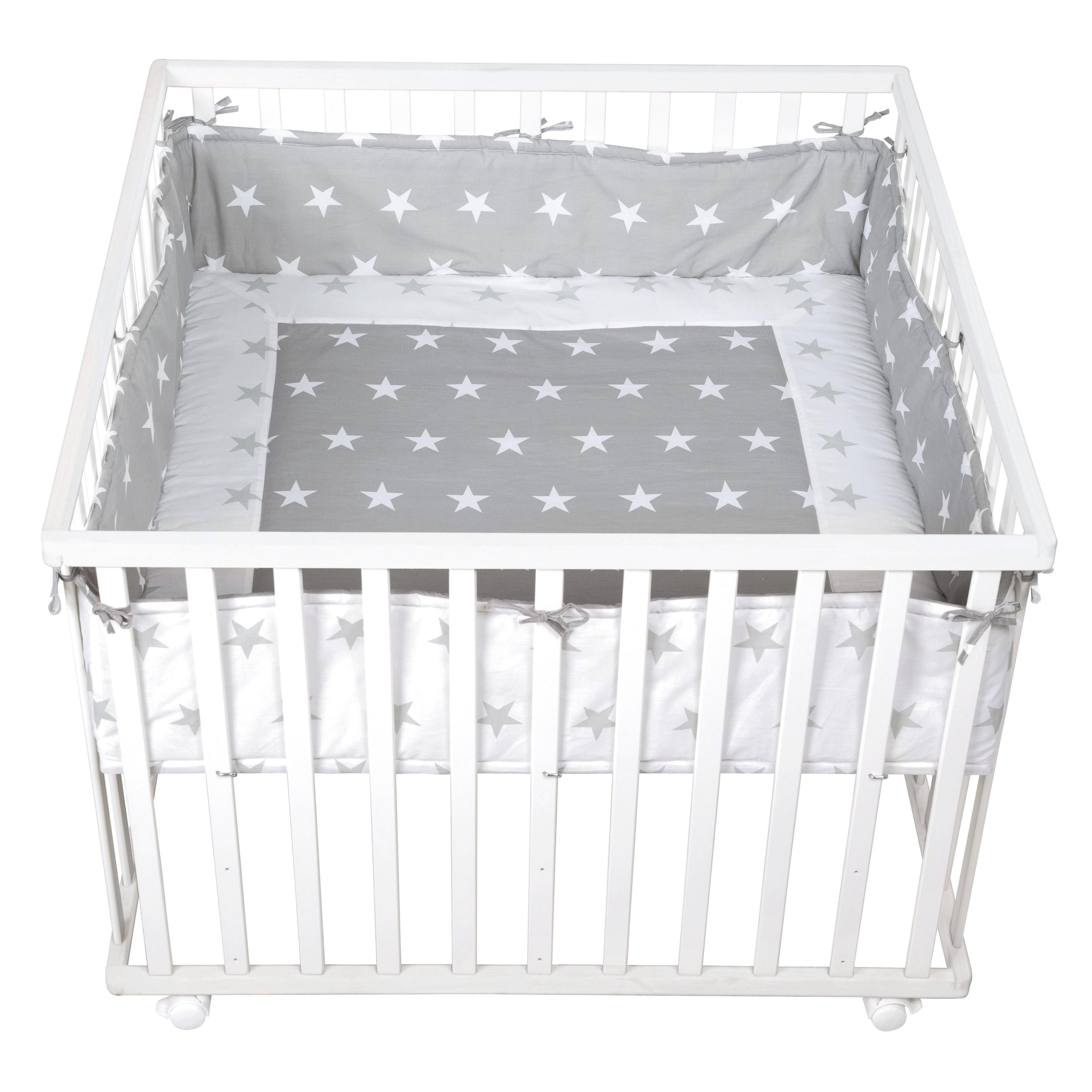 LAUFGITTER 100x100 Little Stars - Weiß, Holzwerkstoff (94.5/72/94.5cm) - Roba