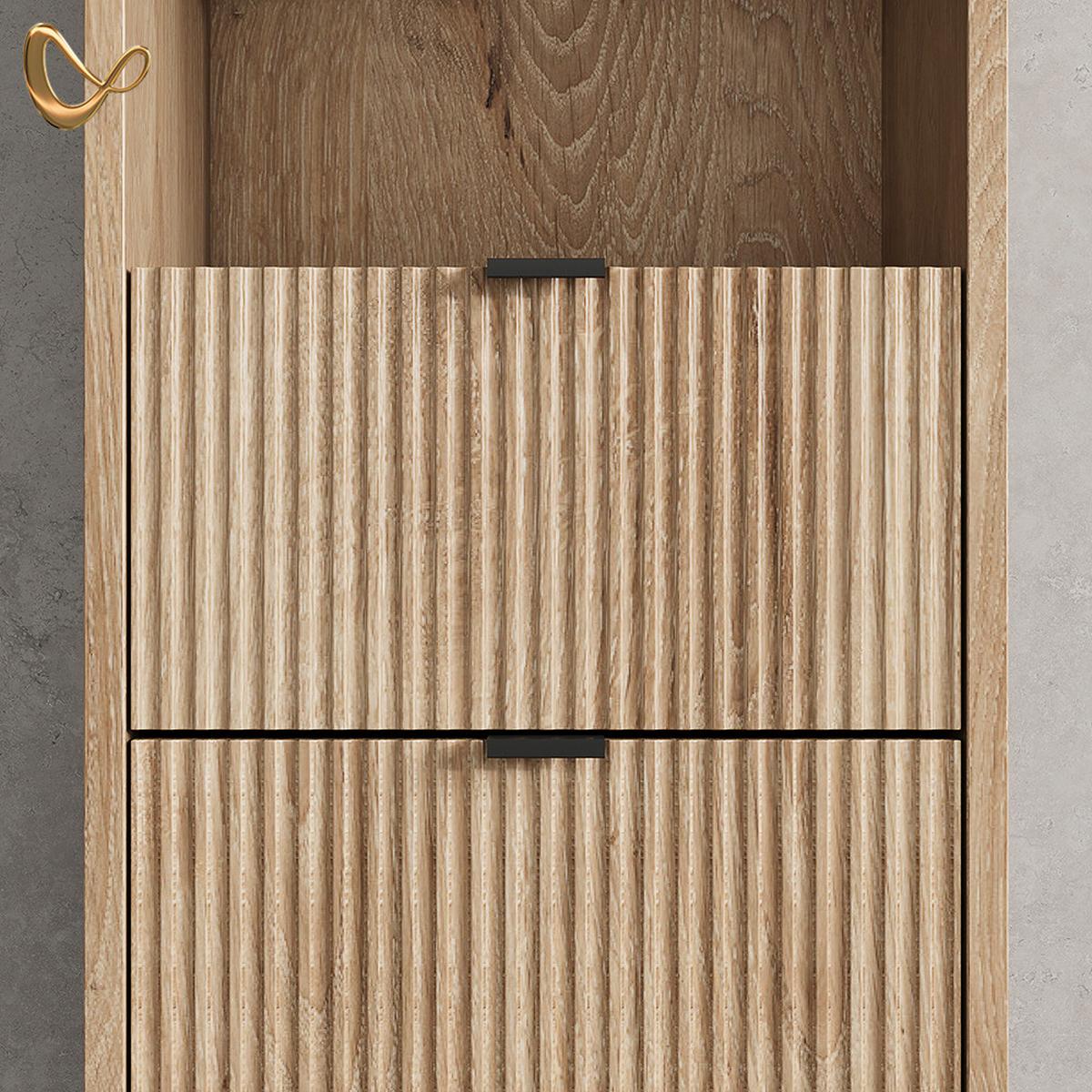 BADSCHRANK ATERNO Viking Oak 40 x 190 cm mit Tür und Schublade - Eichefarben, Holzwerkstoff (40/190/35cm) - Livinity®