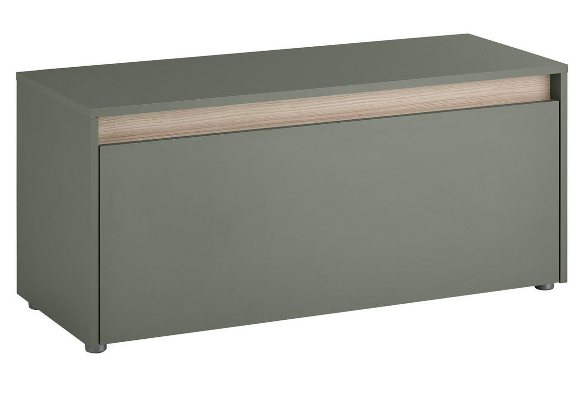 GARDEROBENBANK Salbei grün und Eiche, Schuhbank mit 4 Fächern, Breite 100 cm - Salbeigrün/Eichefarben, Holz/Holzwerkstoff (100/45/40cm) - Furn.Design