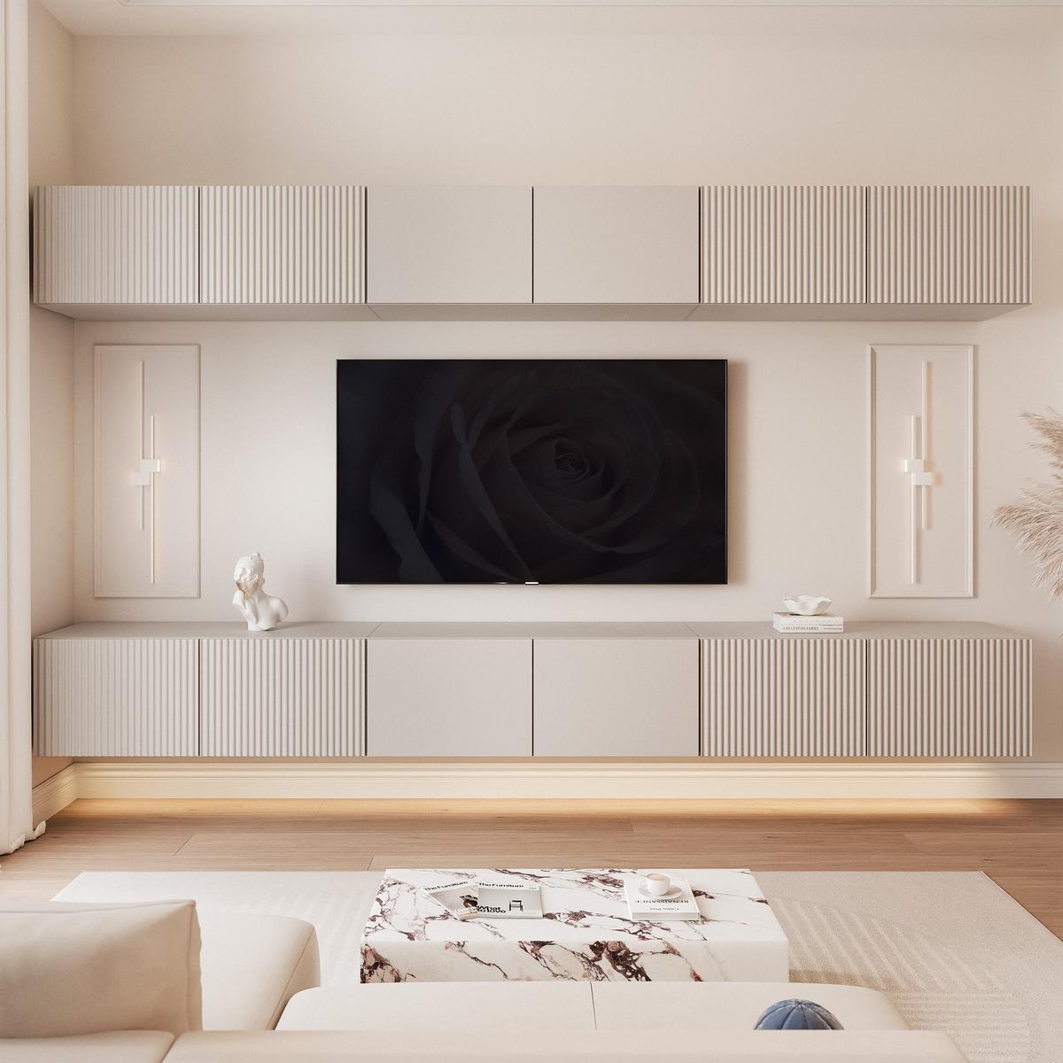 TV-LOWBOARD ANGEL IX mit LED-Beleuchtung, 300 cm Kaschmir - Kaschmir, Holzwerkstoff (300/36/40cm) - Idohome