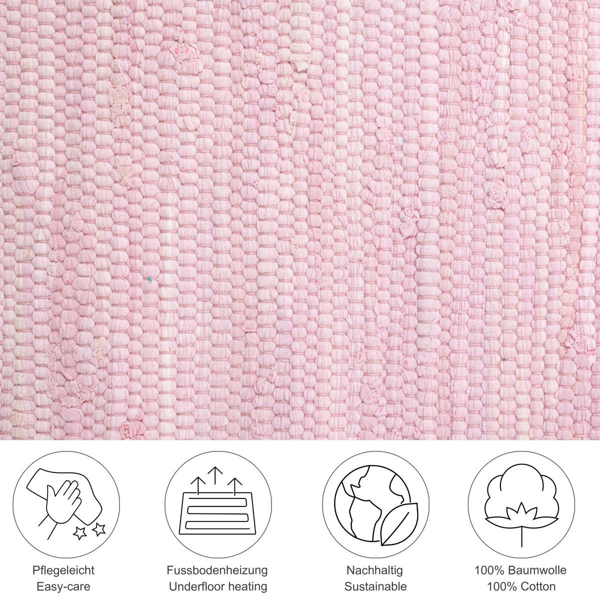 FLECKERLTEPPICH Chindi 70x140 cm - Rosa, Textil (70/140cm) - Rug and Roll