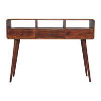 KONSOLE Dreifach Geschwungen Kastanie, 3 Schubladen und 3 Offene Fächer, Dunkelbraun - Dunkelbraun/Messingfarben, Holz/Metall (40/130/95cm) - Artisan Furniture