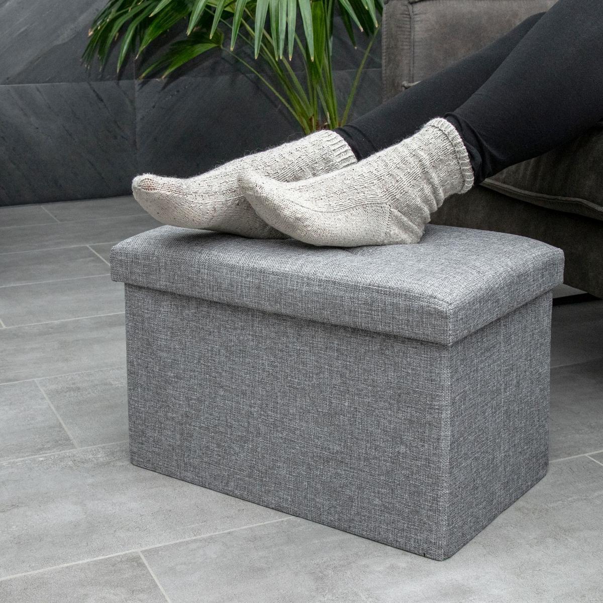 SITZBANK Faltbar mit Stauraum 49/30/30 cm (Grau) - Grau, Textil (30/30/49cm) - Intirilife