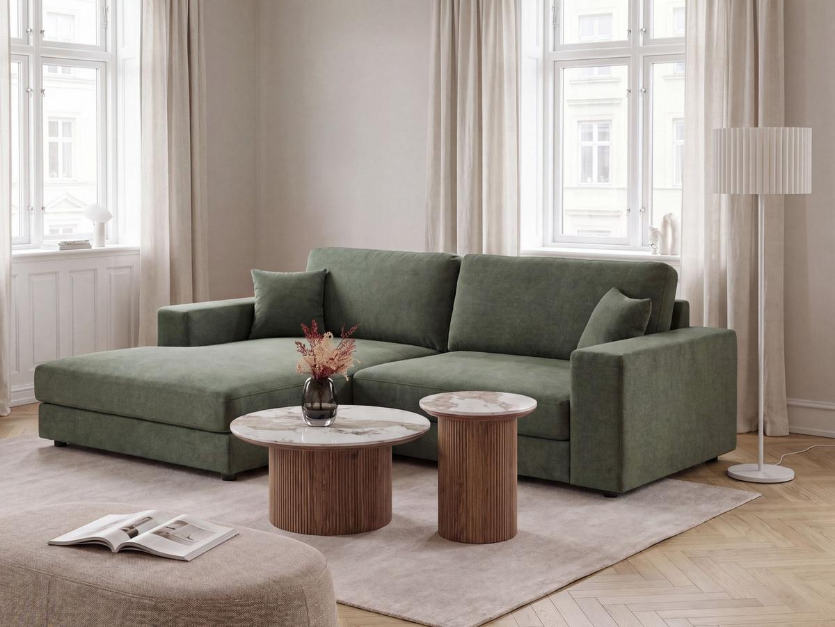 ECKSOFA 3-Sitzer Stoff Grün rechtsseitig Lofoten - Grün, Textil (250/185cm) - Beliani