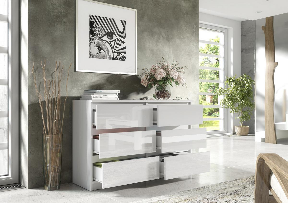 KOMMODE Weiß, Hochglanz 139/79/39 - Weiß Hochglanz/Weiß, Holzwerkstoff (139/79/39cm) - RAUMHIRSCH FURNITURE