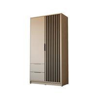 KLEIDERSCHRANK NELA, zweitürig mit Lamellen, 105 cm, Kaschmir/Schwarz - Kaschmir, Holzwerkstoff (105/200/51cm) - Lookway