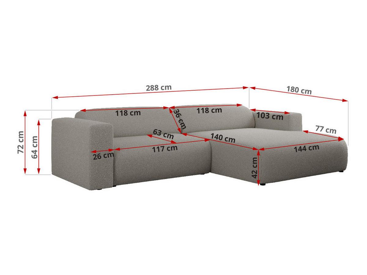 OFERTA WYCOFANA ECKSOFA PASADENA Grau Bouclé Rechts Seite - Schwarz/Grau, Kunststoff/Textil (288/180cm) - MKS