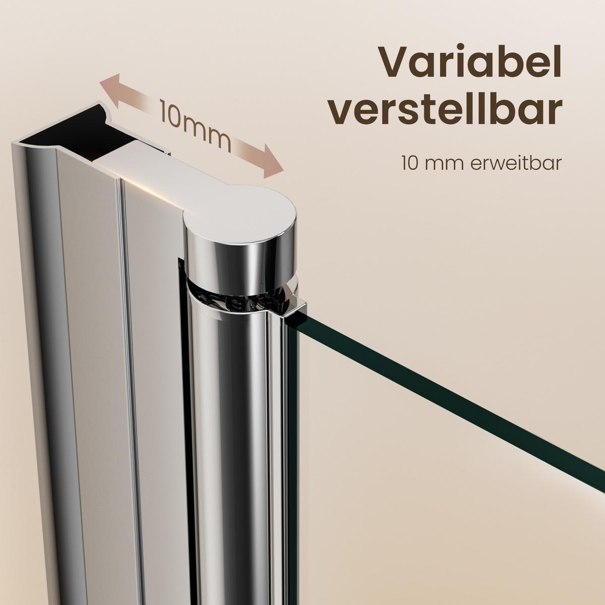 DUSCHKABINE für Nische Drehfalttür Profil Chrom Klarglas 80/185 cm - Chromfarben/Transparent, Glas (80/185cm) - EMKE