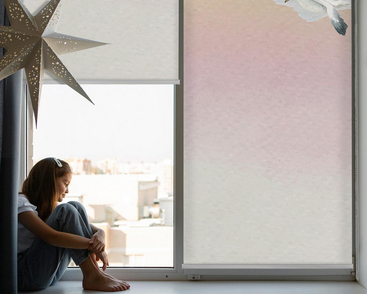 INNENROLLO - Fensterrollo - Rollo - 100x100 cm - Fliegende Vögel - Pink, Kunststoff (100/100/0.5cm) - TULUP