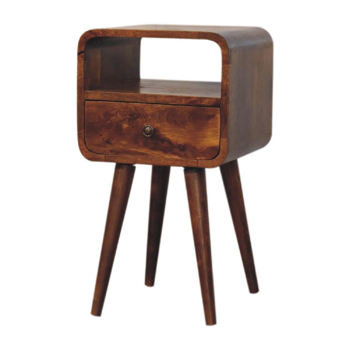 NACHTTISCH mit 1 Schublade, 1 Offener Ablage, Braun - Messingfarben/Braun, Holz/Metall (30/55/30cm) - Artisan Furniture
