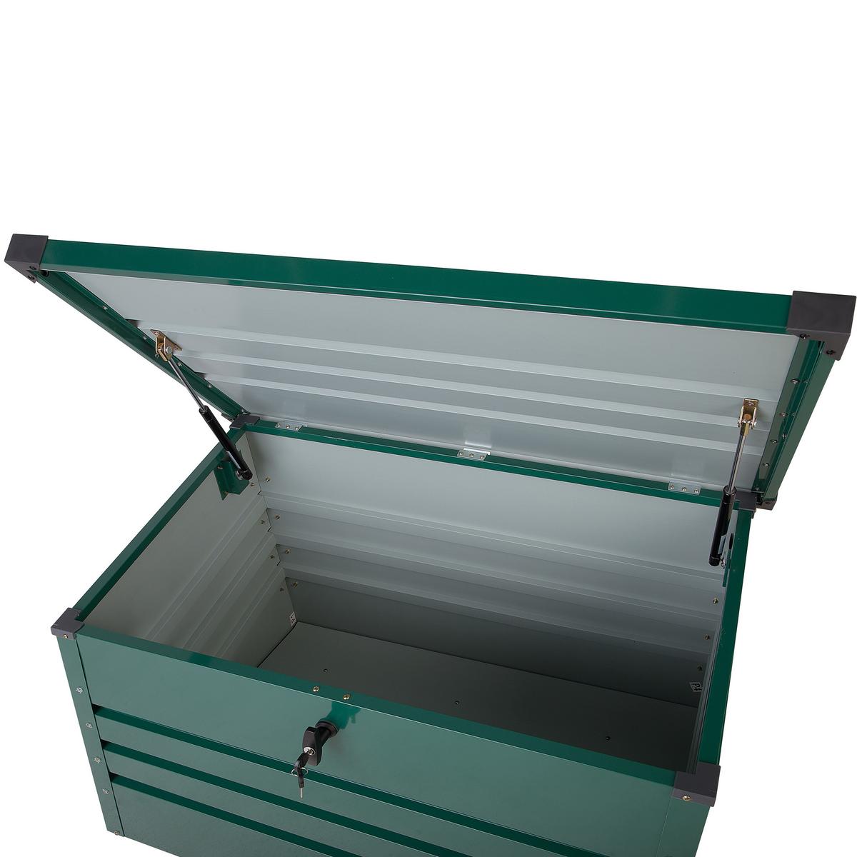 AUFLAGENBOX Stahl dunkelgrün 100/62 cm Cebrosa - Grün, Metall (100/64/62cm) - Beliani