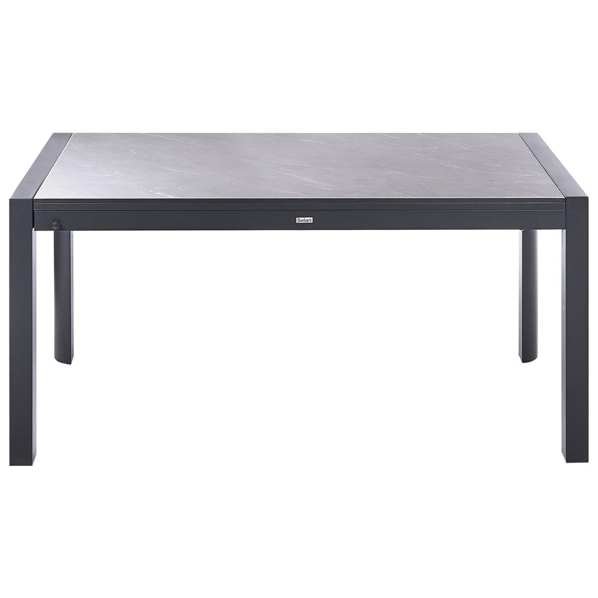 AUSZIEHBARER-GARTENTISCH 160/220 cm 90 cm Grau Binasco - Schwarz/Grau, Metall (160/90/75cm) - Beliani