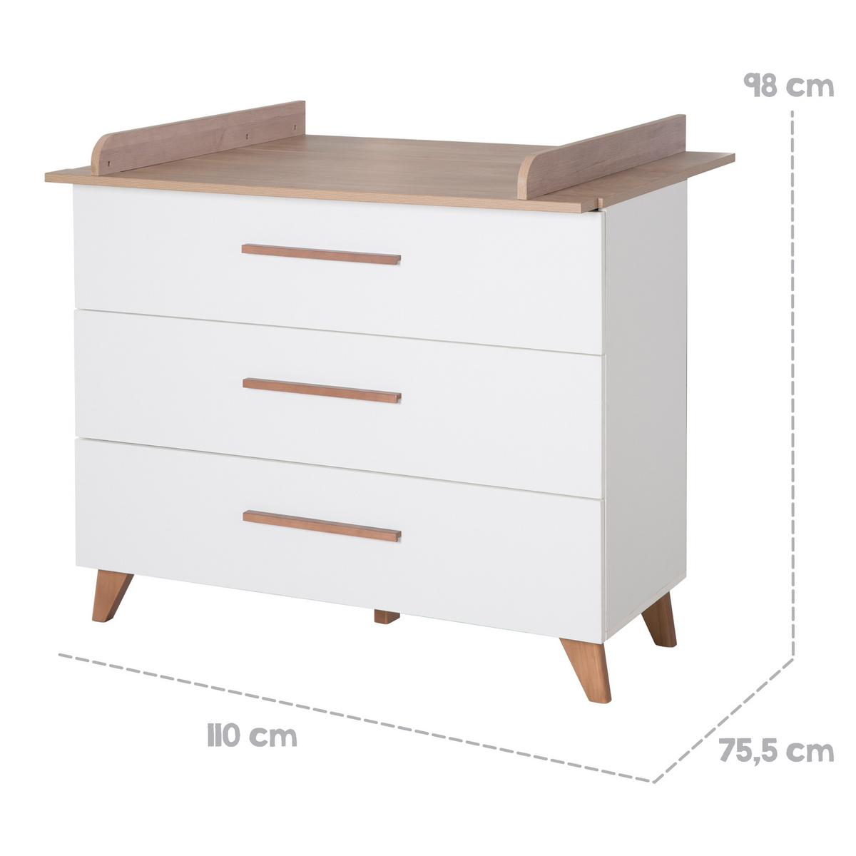 WICKELKOMMODE Ole - Weiß, Holzwerkstoff (110/98/75cm) - Roba
