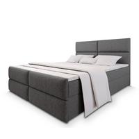 BOXBETT MULEN 200x200 cm mit Matratze und Topper, H2+H3 - Grau - Grau, Holz (200/200cm) - MASSENO