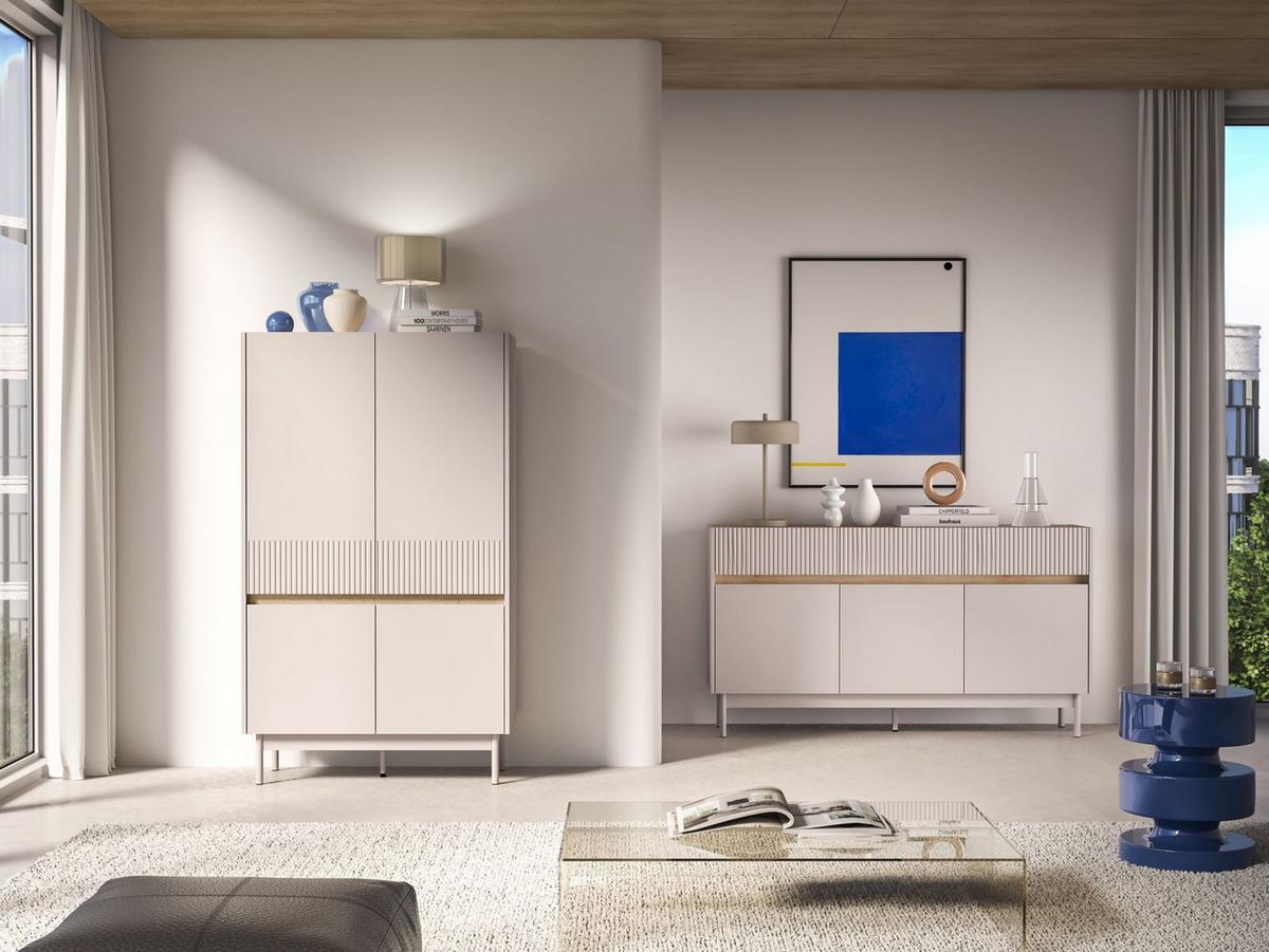 HIGHBOARD Dunea Kaschmirgrau/Eichenholzoptik 92 cm - Taupe, Holzwerkstoff/Metall (92/156/40cm) - Selsey