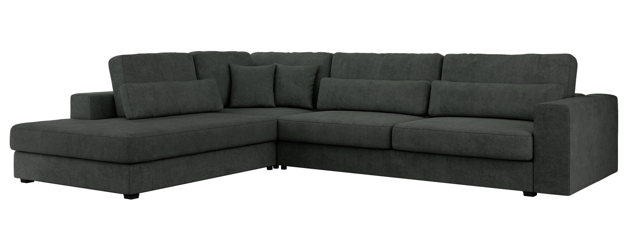ECKSOFA Savona Dunkelgrau Strukture - links - Dunkelgrau/Schwarz, Kunststoff/Textil (316/249cm) - MKS