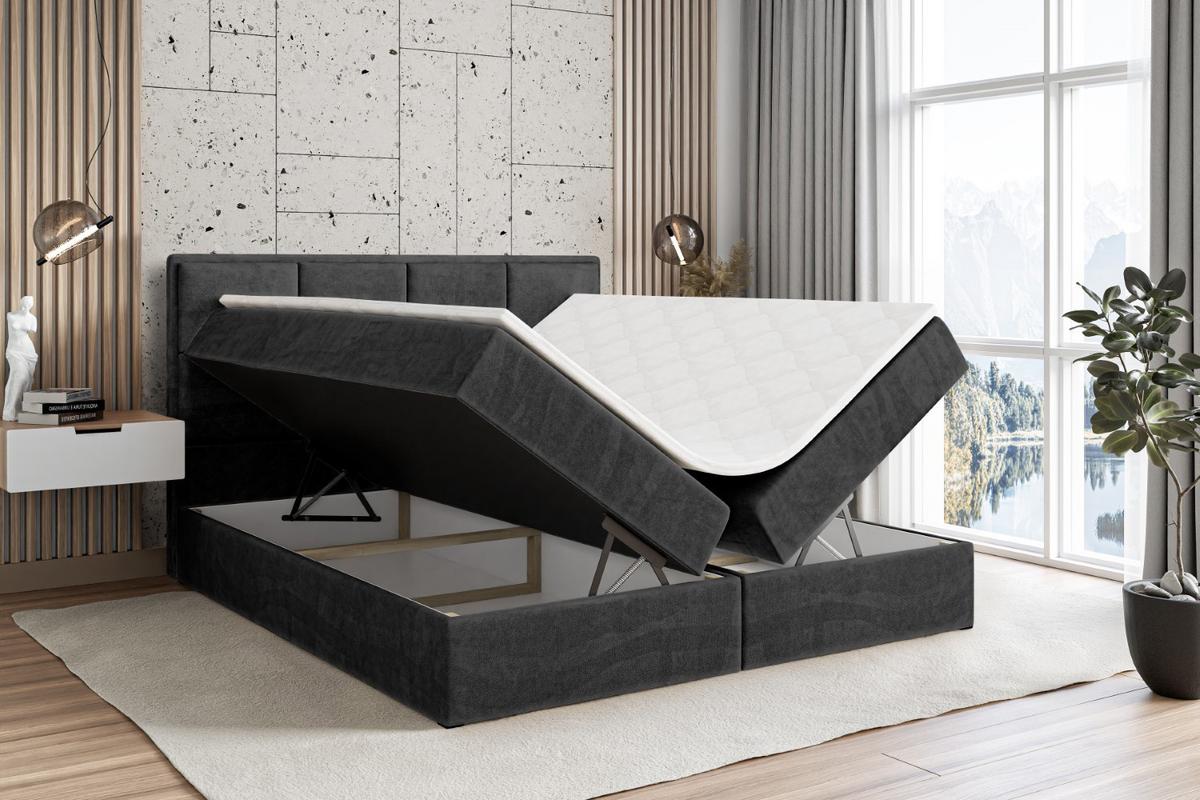 BOXBETT mit Matratze H4 und Lattenrost - NOVA - 140x200 - H4 - Schwarz - Schwarz, Holzwerkstoff (140/200cm) - ALTDECOR