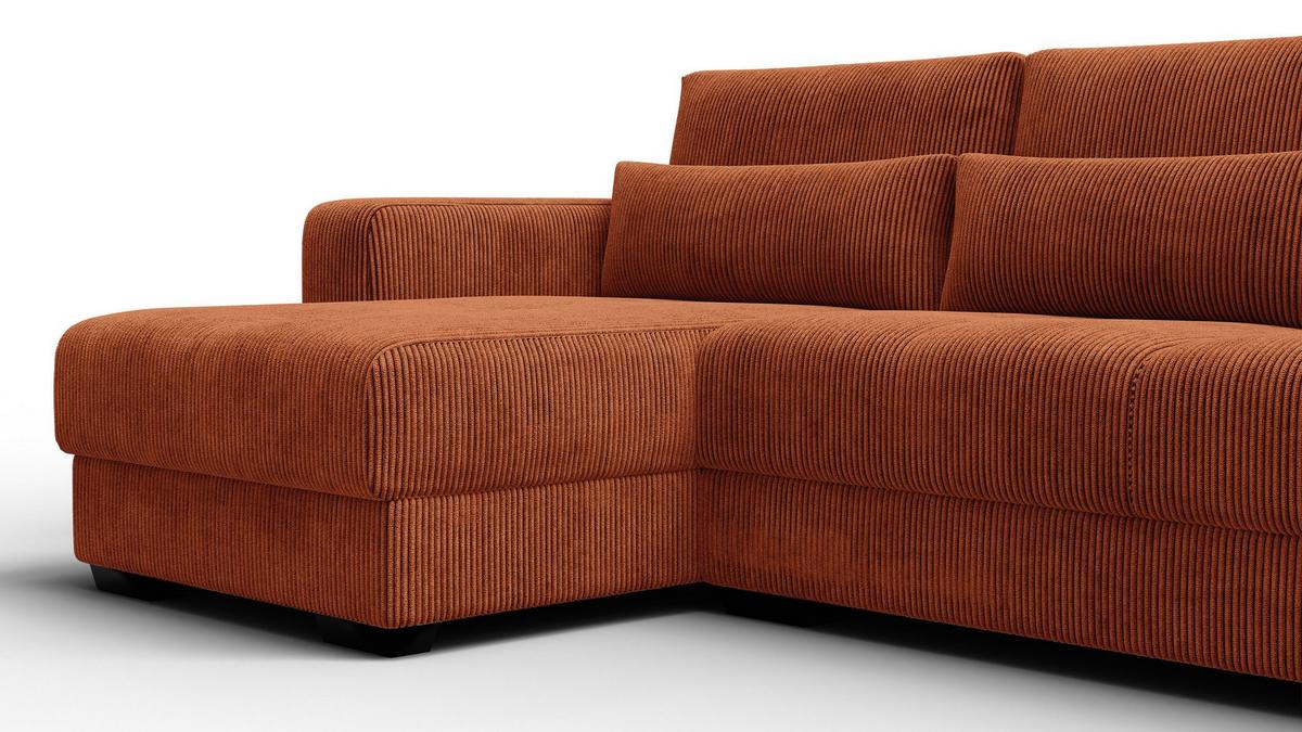ECKSOFA OLI 4-Sitzer links, orange - Orange, Holz/Textil (295/172cm) - Wozimo