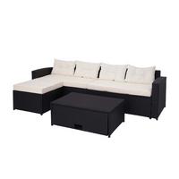 POLY-RATTAN GARNITUR Schwarz, Beige - Beige/Schwarz, Kunststoff - MCW