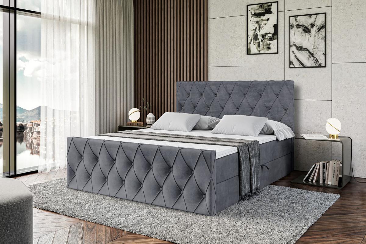 BOXBETT AMAY-Z - 140x200 cm - H4 - Dunkelgrau - Graphitfarben, Holzwerkstoff (140/200cm) - ALTDECOR