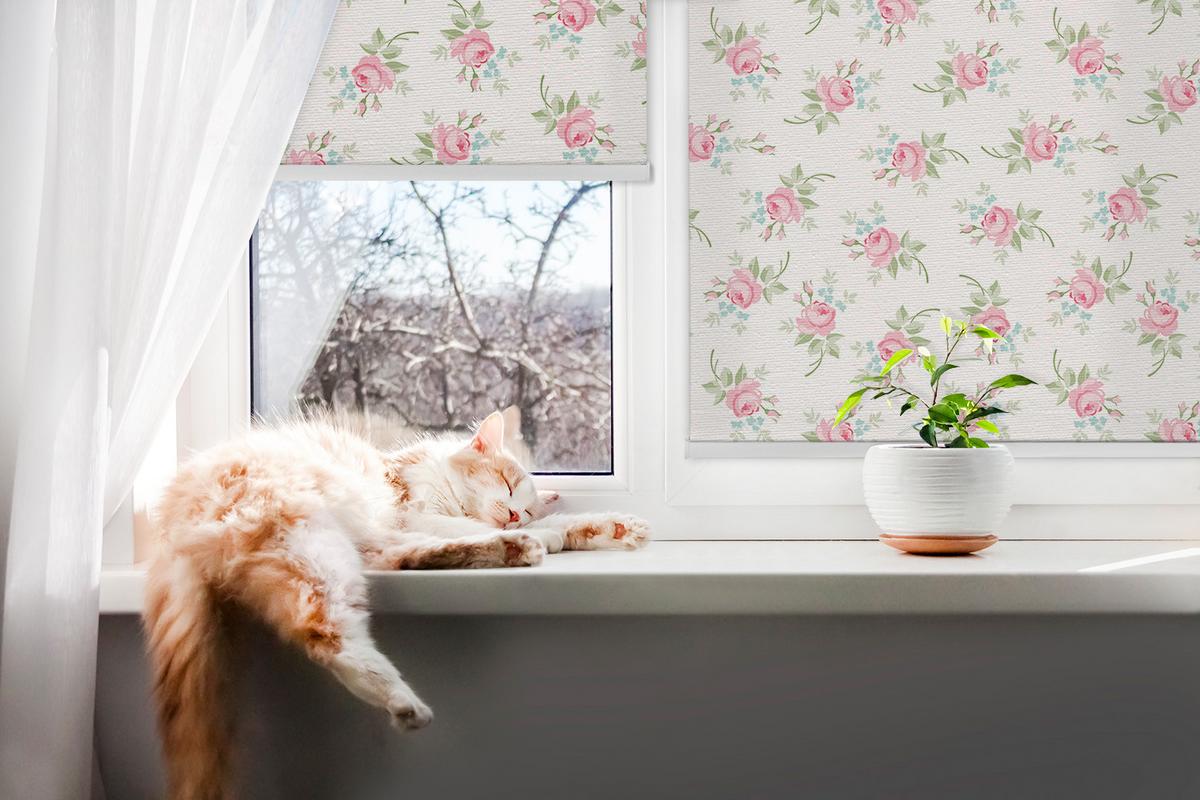 INNENROLLO - Fensterrollo - Rollo - 100x140 cm - Rosen - Pink, Kunststoff (100/140/0.5cm) - TULUP