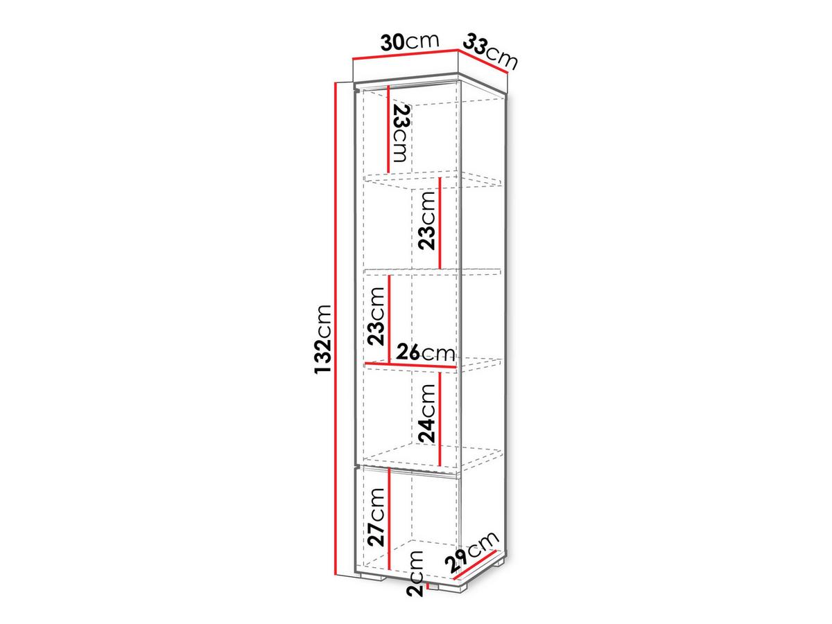 HÄNGEVITRINE Vera 001 mit LED Beleuchtung - Graphitfarben/Alufarben, Holzwerkstoff/Kunststoff (30/130/33cm) - MIRJAN24