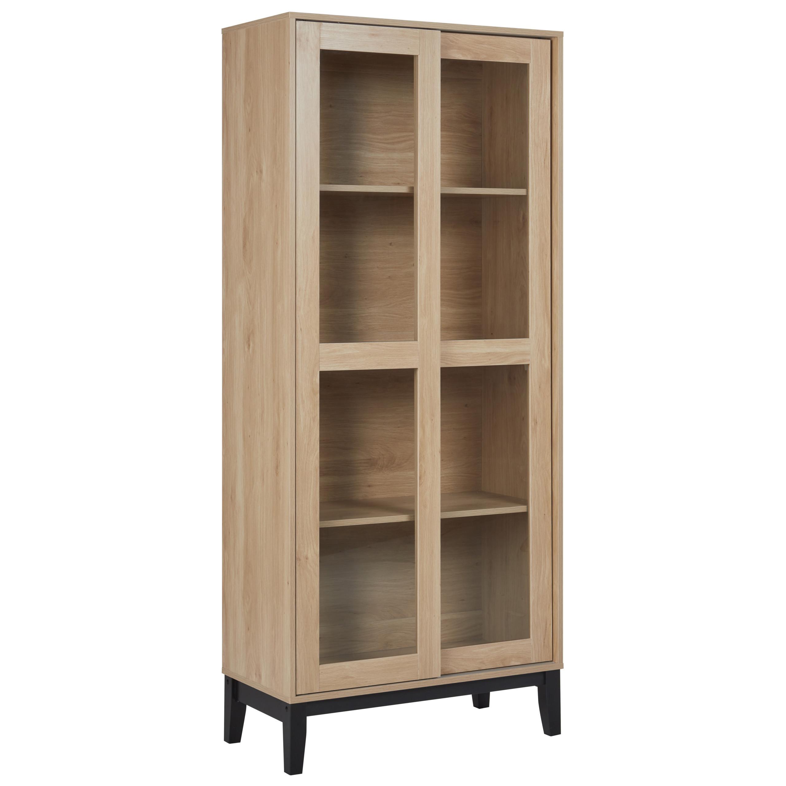 VITRINE mit Glastüren 80 cm Hellbraun Rumson - Braun, Holzwerkstoff (80/183/40cm) - Beliani