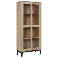 VITRINE mit Glastüren 80 cm Hellbraun Rumson - Braun, Holzwerkstoff (80/183/40cm) - Beliani
