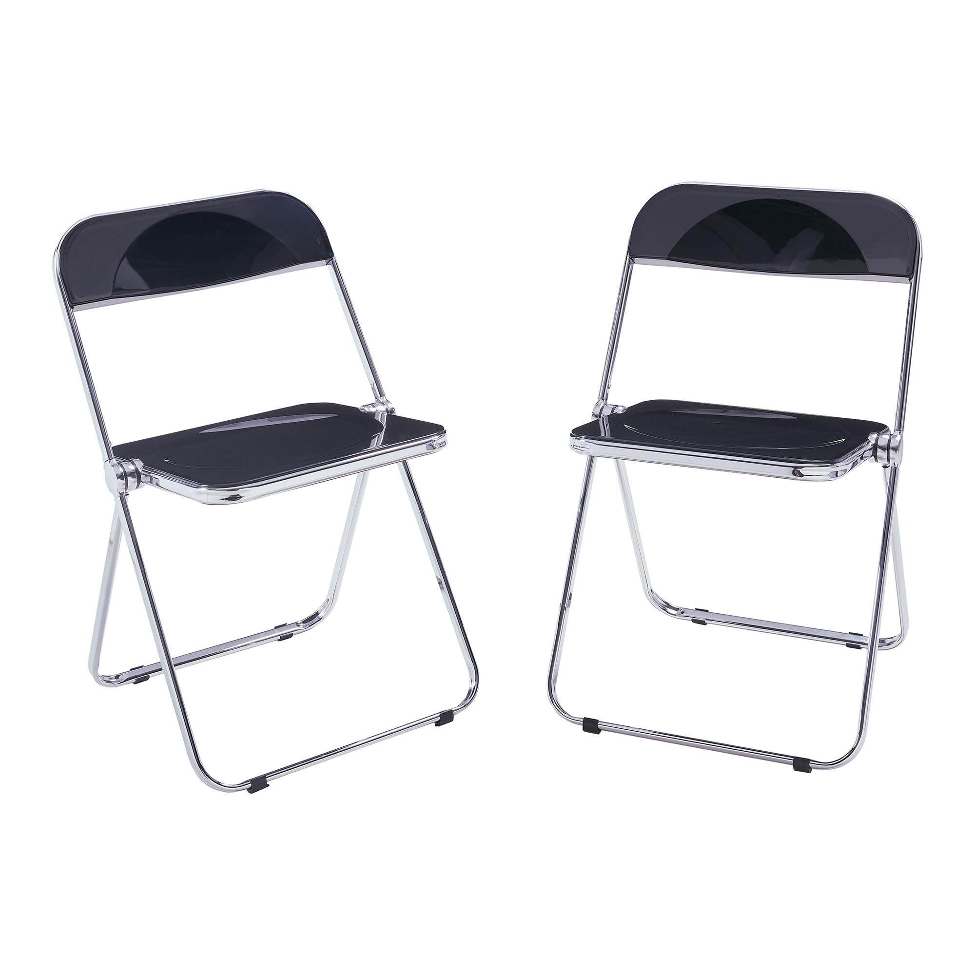 KLAPPSTUHL-SET Pornainen 2 TLG. - Schwarz, Kunststoff/Metall (46/74/47cm) - [en.casa]