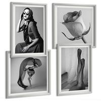 BILDER SET 4er Set - 50x50 cm & 40x60 cm Silberner Rahmen - Stilvolle Porträts eleganter Frauen - Silberfarben, Kunststoff (50/50cm) - TULUP