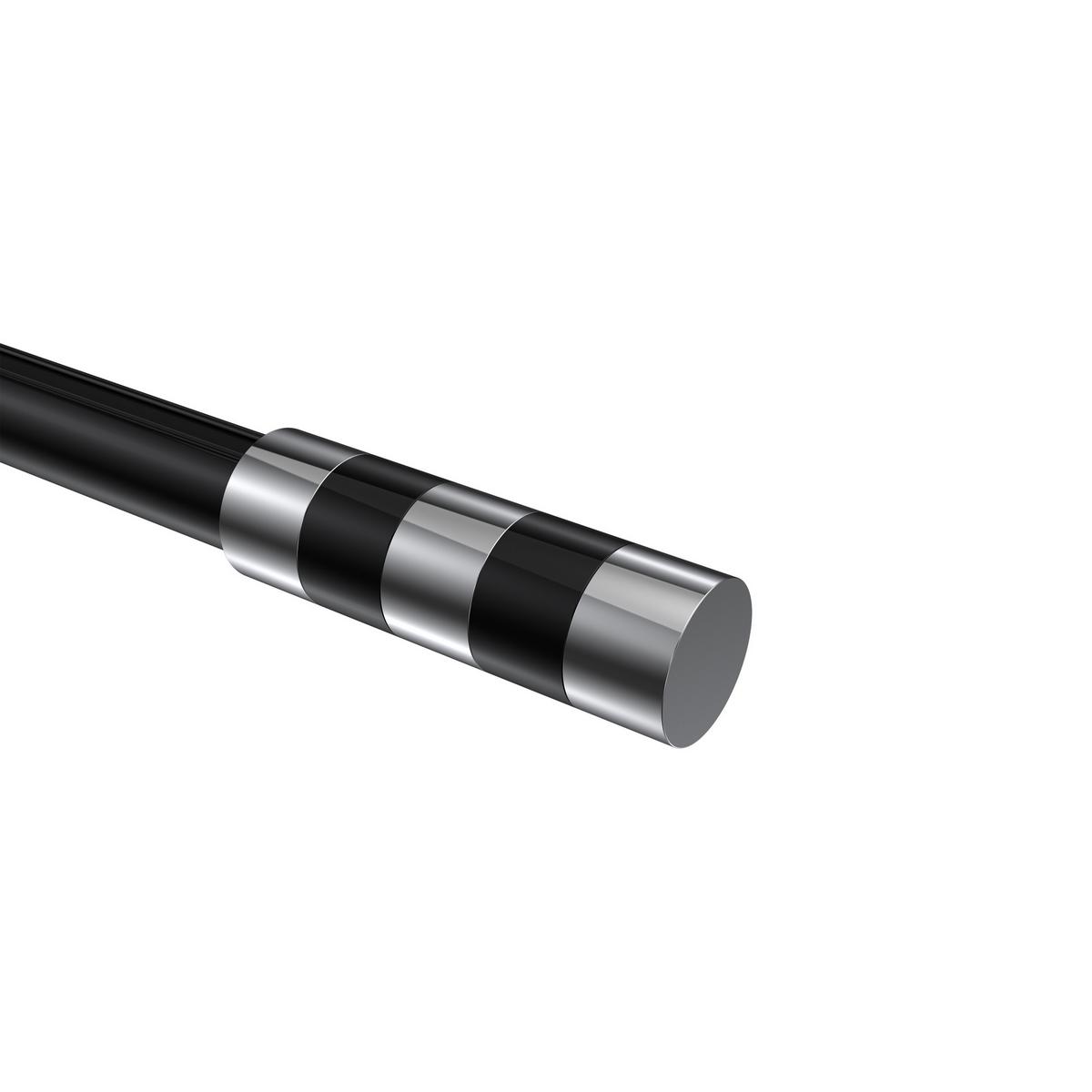 ENDSTÜCKE FÜR GARDINENSTANGEN 20 mm Ø, Mavell Chrom/Schwarz, Packung 2 Stück - Chromfarben/Schwarz, Metall (8.2/2.6/2.6cm) - INTERDECO