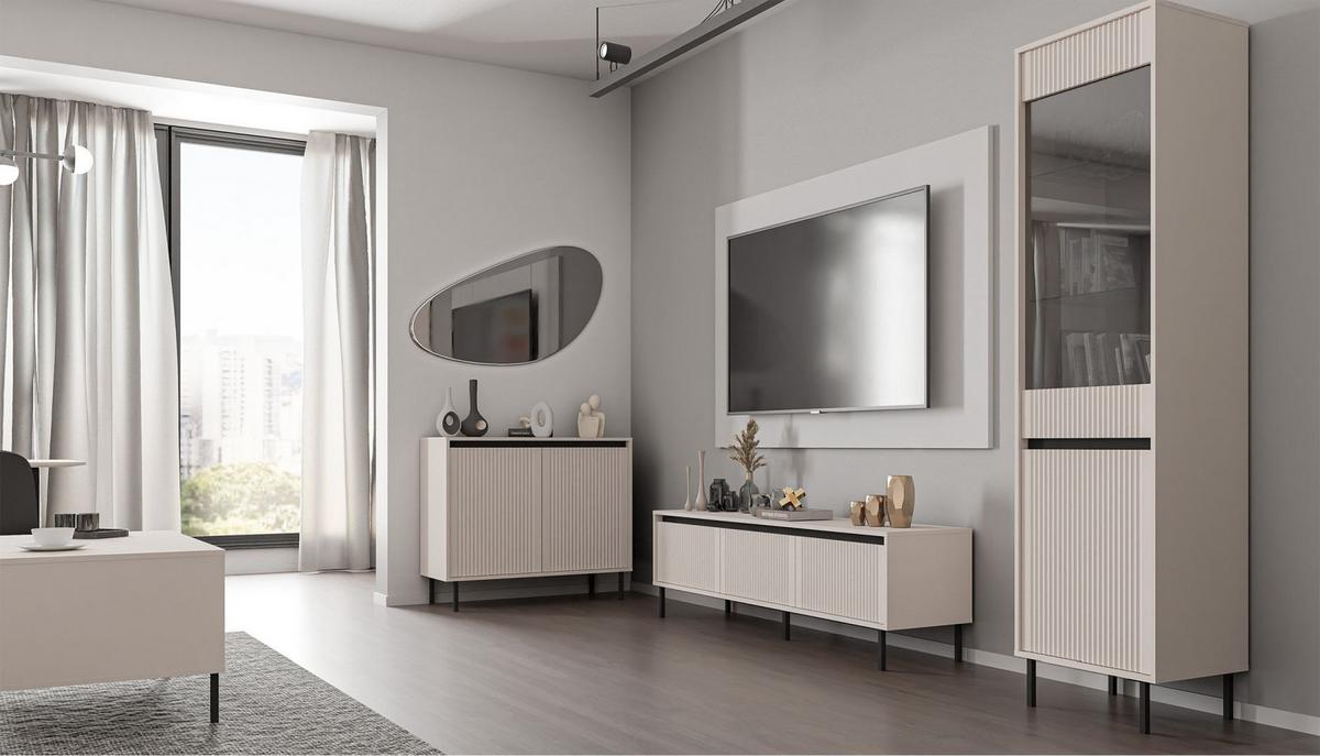 SIDEBOARD Osaka Sandbeige 100 cm - Beige/Schwarz, Holzwerkstoff/Metall (100.2/84.7/40cm) - Selsey