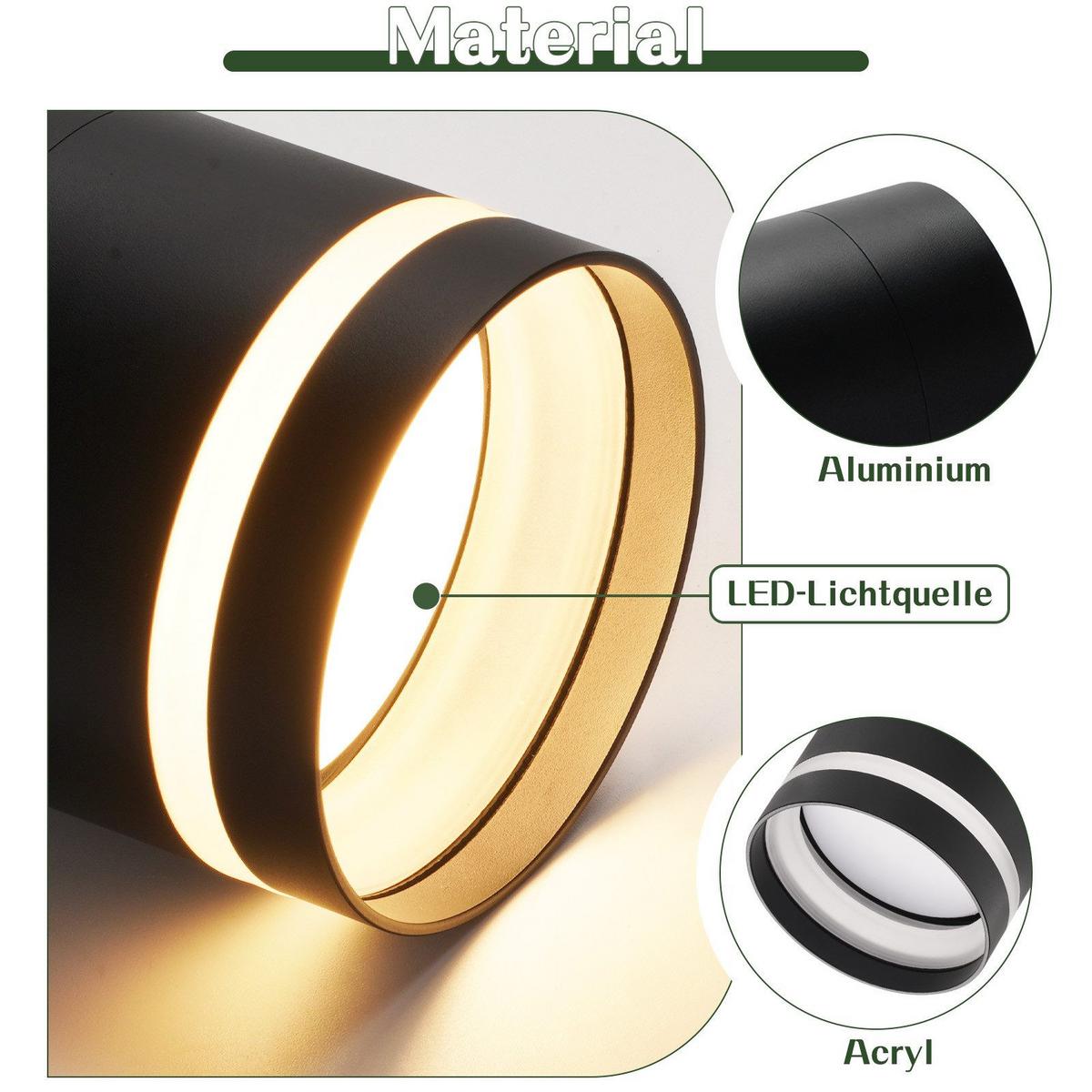 AUFBAULEUCHTE Adams II 8.5/8.5/9.5cm - Schwarz, Metall (8.5/8.5/9.5cm) - Nettlife