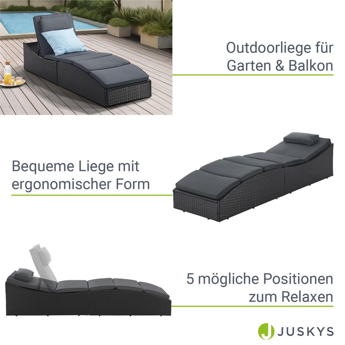 SONNENLIEGE Lamia schwarz faltbar - Schwarz, Kunststoff (60/40/200cm) - Juskys