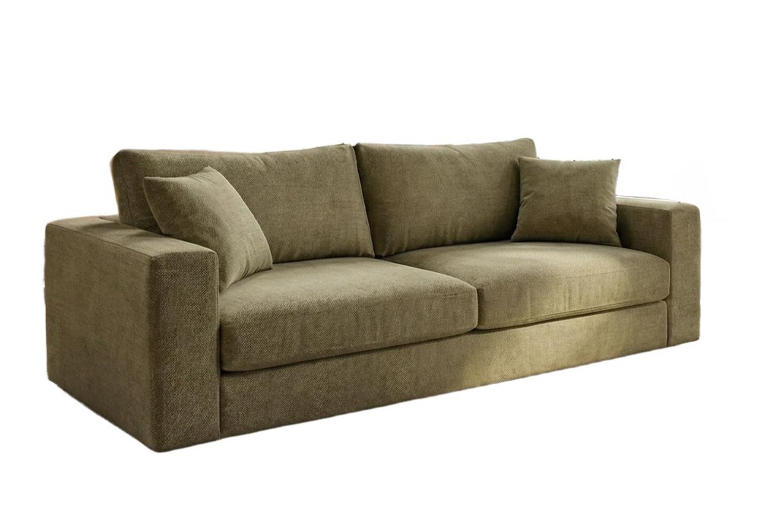 SOFA AMINA Grün Flachgewebe - Schwarz/Grün, Buchenholz/Textil (228/82/101cm) - KAWOLA