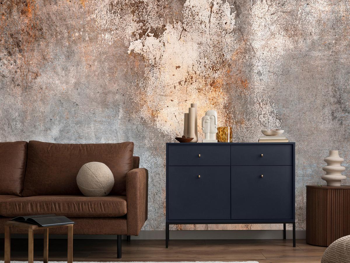 FOTOTAPETE für Wohnzimmer Beton Abstraktion 150x105 - Beige/Orange, Papier (150/105cm) - Muralo