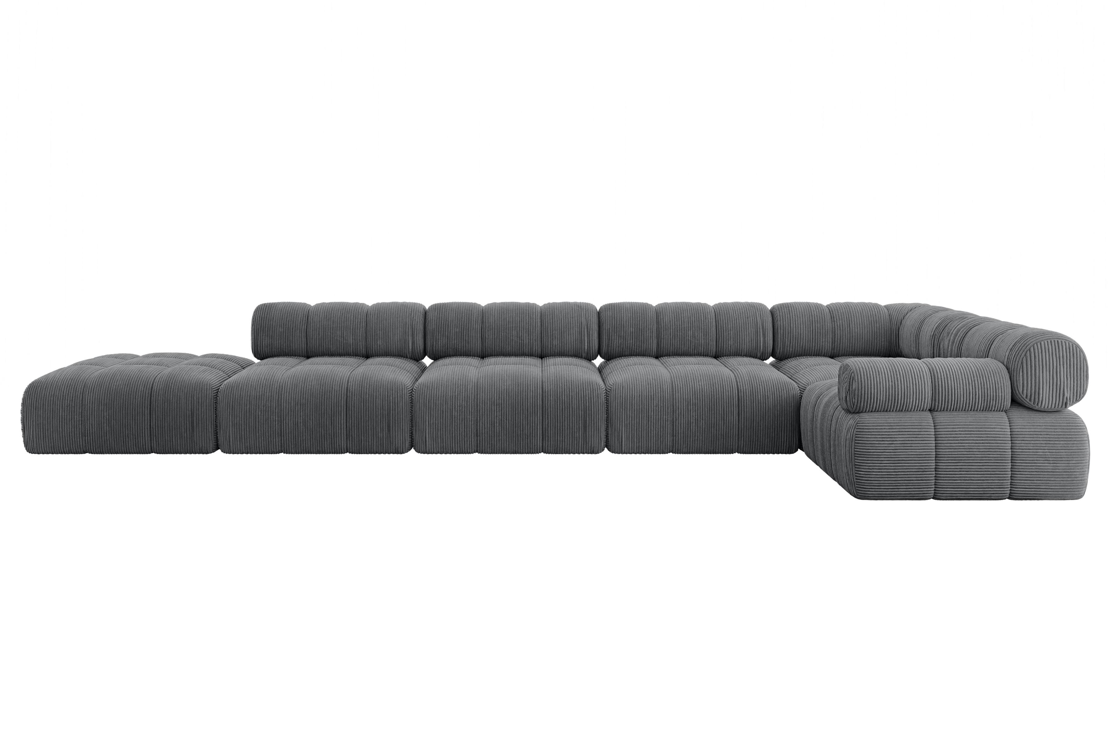 ECKSOFA modulares Sofa Felto-L3 - 475x190x70 cm Dunkelgrau Cord - Dunkelgrau, Holzwerkstoff/Textil (475/190cm) - ALTDECOR