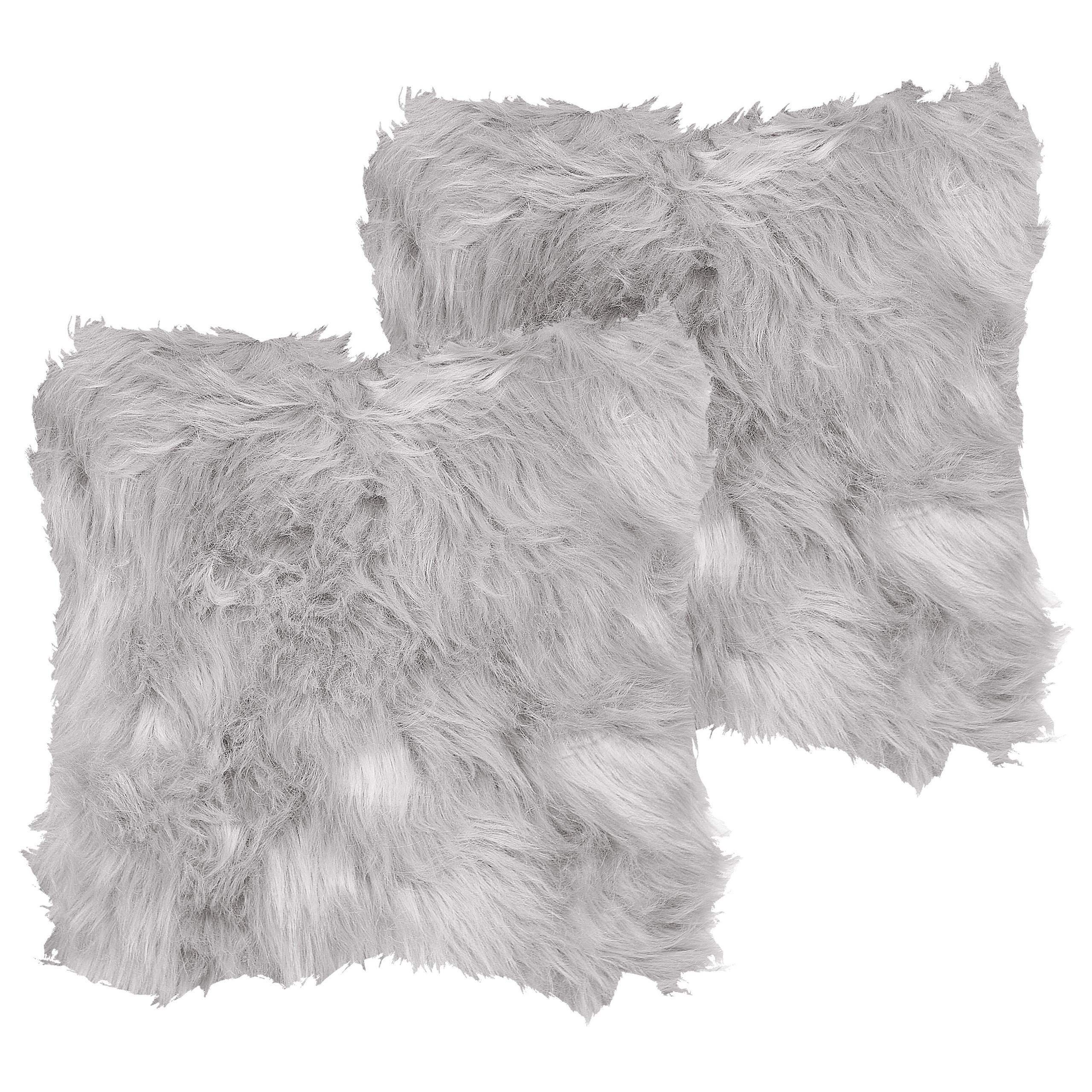 DEKOKISSEN 2er-Set Hellgrau 45/45 cm Lubha - Hellgrau, Textil (45/45cm) - Beliani