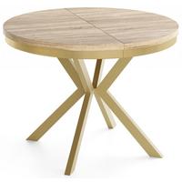 ESSTISCH Dina runder ausziehbarer, Sonoma Eiche 120-200/100/76 cm - Goldfarben/Sonoma Eiche, Holzwerkstoff/Metall (120/200/76cm) - WFL GROUP