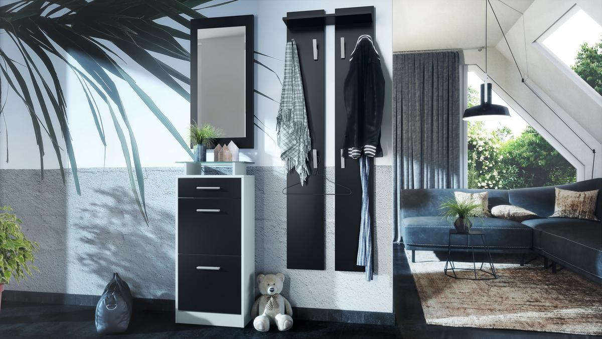 GARDEROBE Loret Front in Schwarz matt - Schwarz, Holzwerkstoff (140/200/23cm) - Vladon