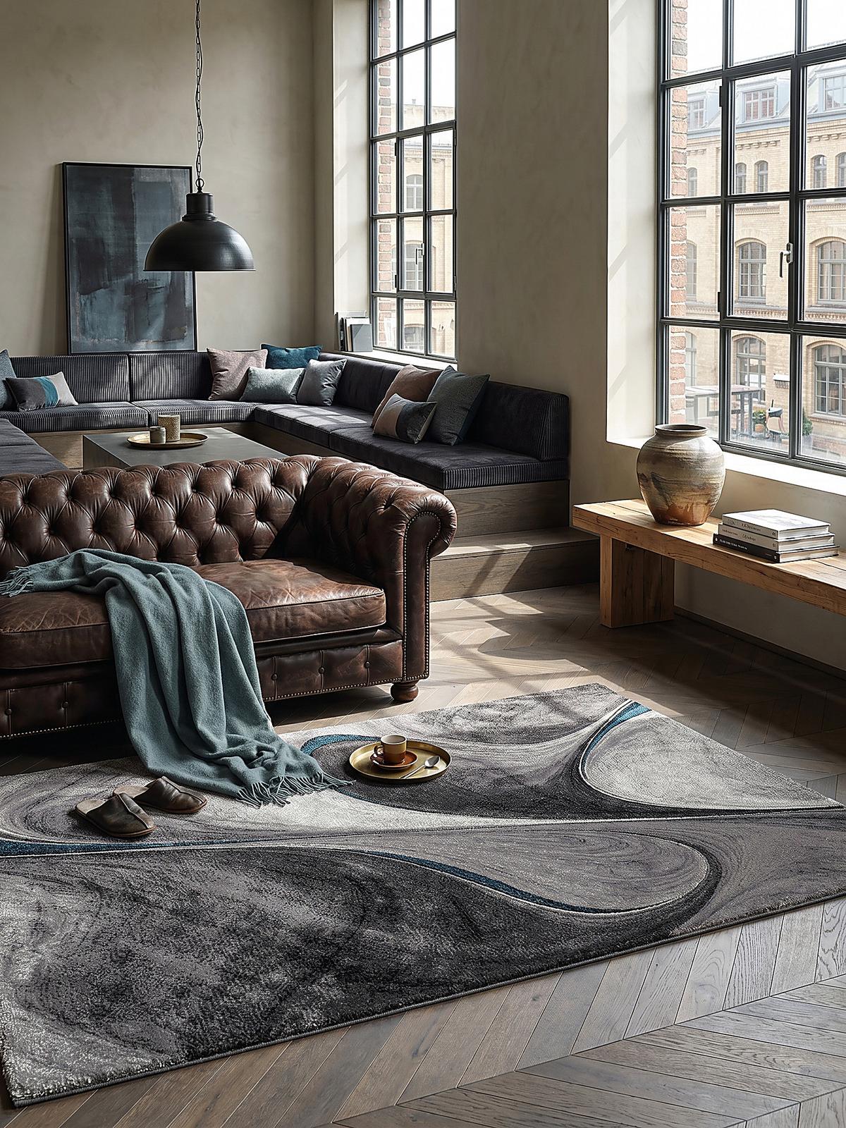 KURZFLORTEPPICH Abstrakt BIENO Polypropylen Grau 200 x 290 cm - Grau, Textil (200/290cm) - KADIMA DESIGN