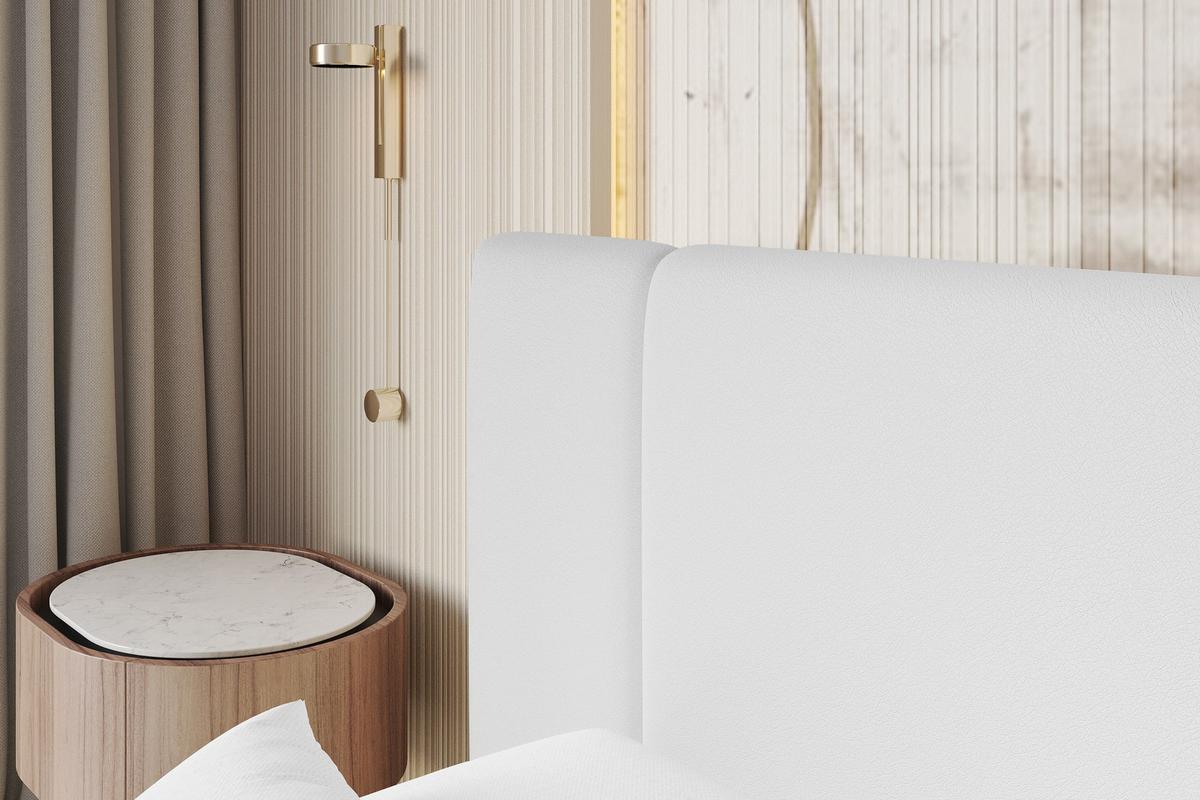 POLSTERBETT mit Bettkasten, Fußteil und Lattenrost, Bett mit Matratze H3/H4 - TEVO-Z 140x200 Weiß - Weiß Hochglanz, Holzwerkstoff/Textil (140/200cm) - ALTDECOR