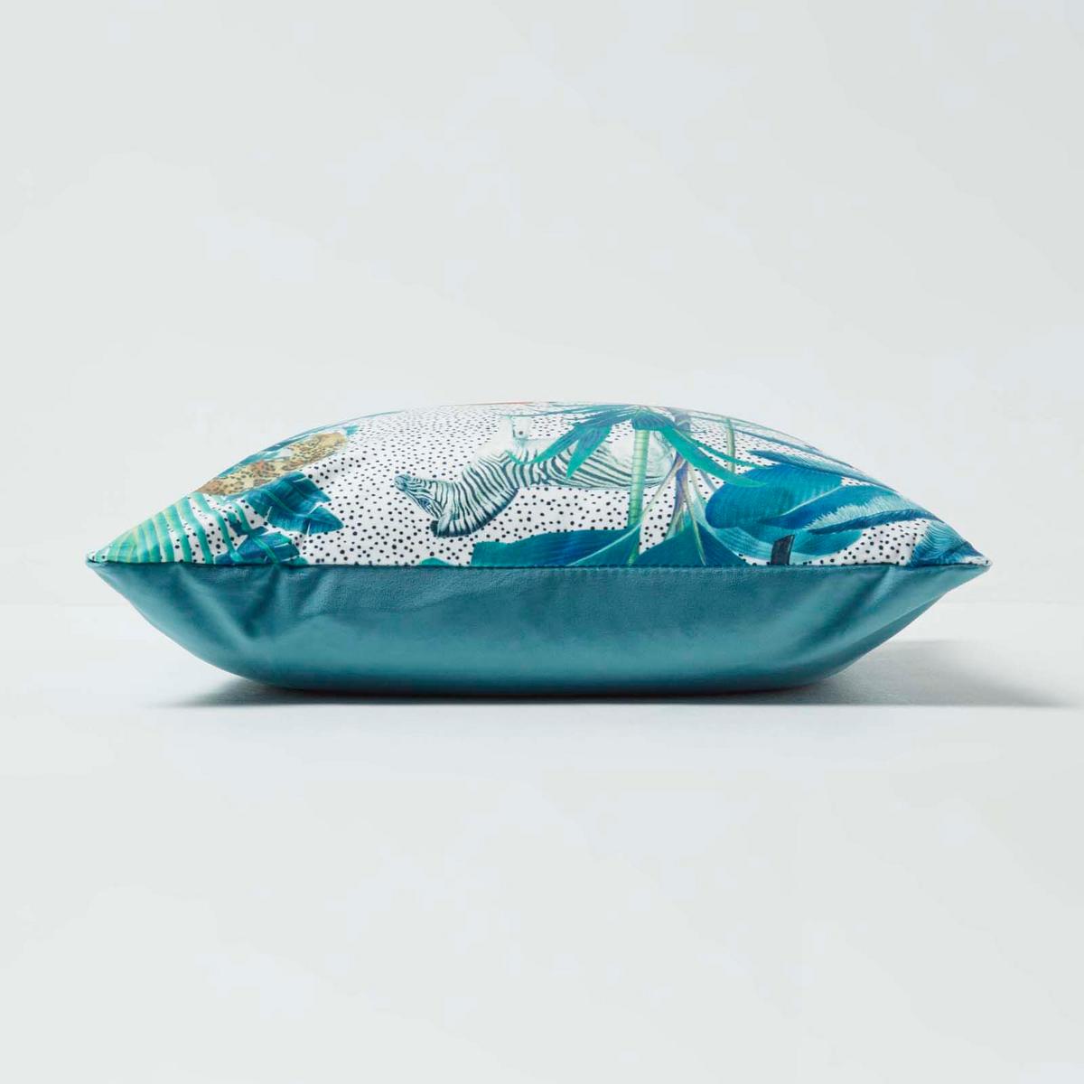 KISSENHÜLLE Jungle – Samt petrol 46/46 cm - Multicolor, Textil (46/46cm) - Homescapes