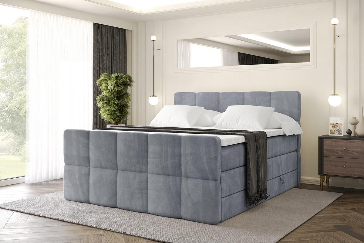 BOXSPRINGBETT mit Matratze und Lattenrost - LIRO-Z KING-120x200 - Grau Casablanca - Grau, Holzwerkstoff (120/200cm) - ALTDECOR