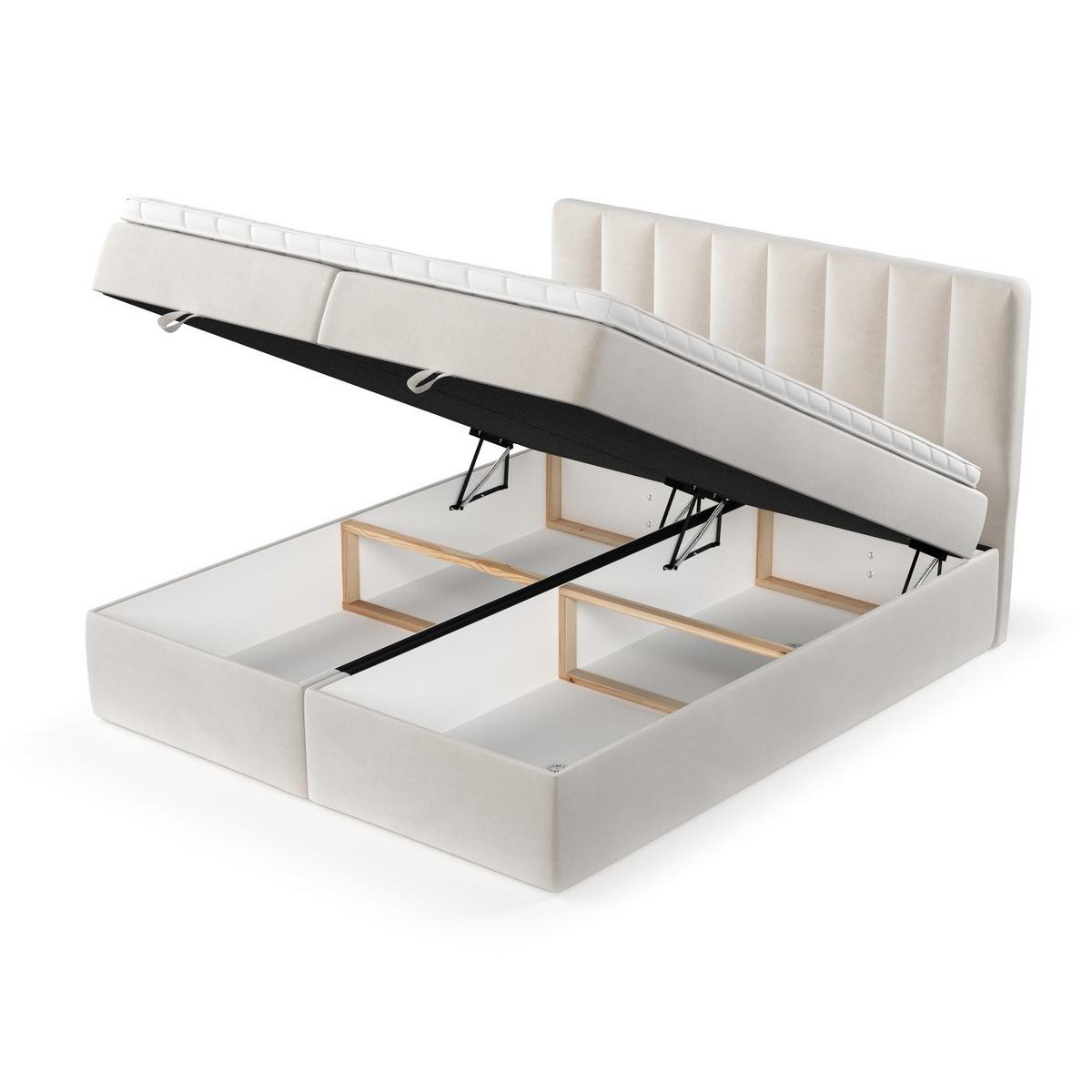 BOXBETT Lusso 180/200 cm Creme im Paros Stoff - Creme/Schwarz, Holz/Holzwerkstoff (180/200cm) - AltaBeds