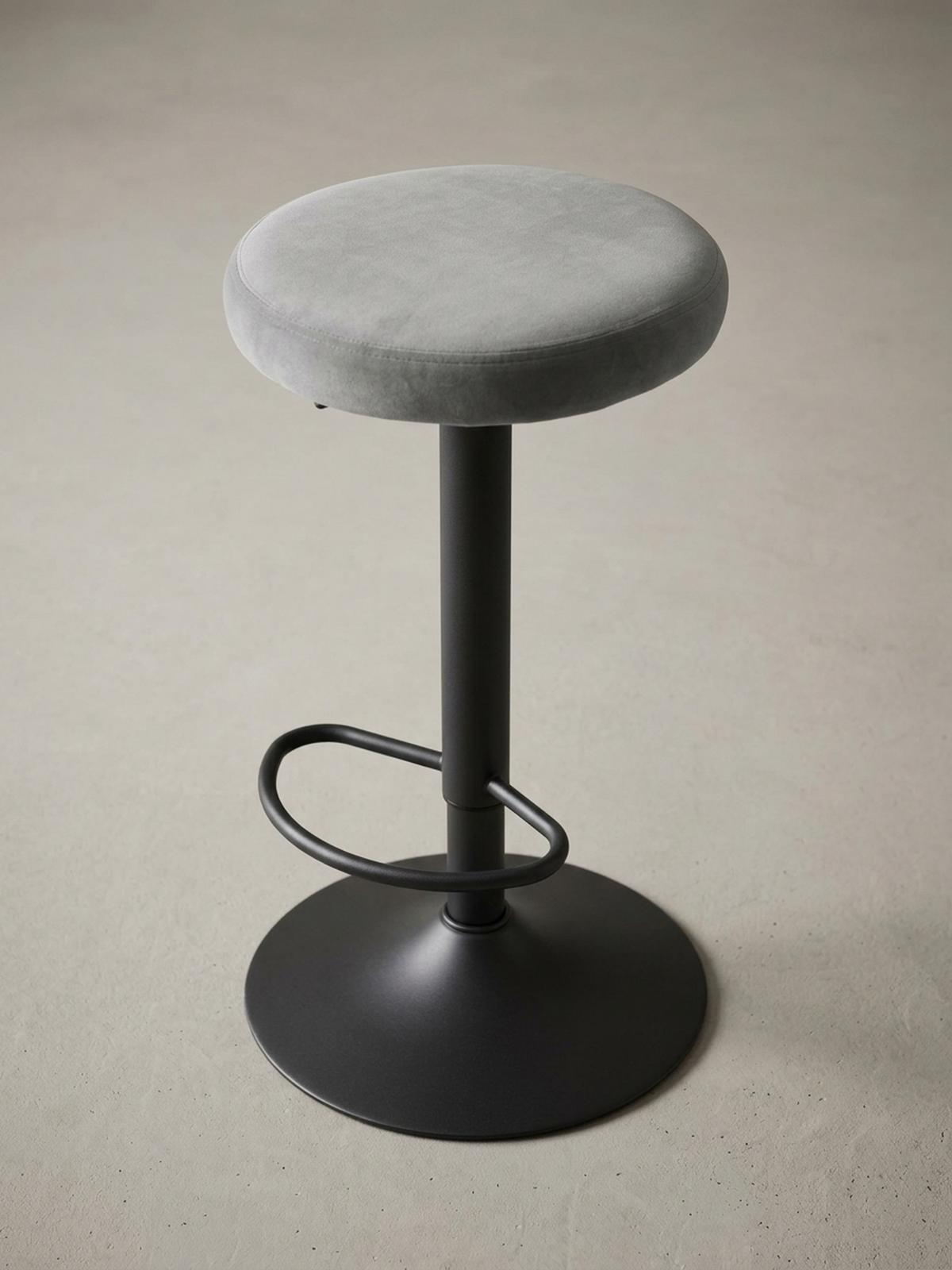 BARHOCKER Höhenverstellbar Eisen Samt Drehbar CAMPANIA, Grau 40x40x79 cm - Schwarz/Grau, Textil/Metall (40/79/40cm) - KADIMA DESIGN