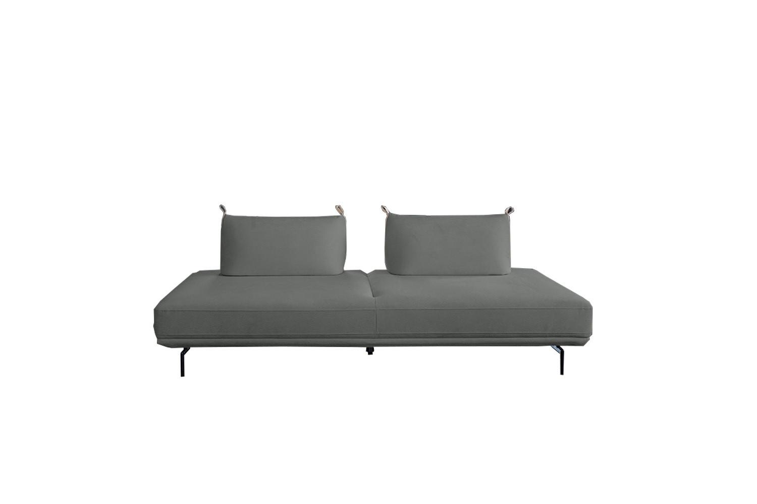 SCHLAFSOFA CANE Taupe Webstoff - Taupe/Schwarz, Textil/Metall (210/80/100cm) - KAWOLA