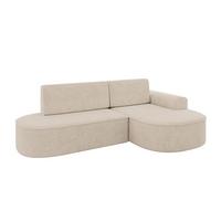 ECKSOFA mit Schlaffunktion und Bettkasten Ottomane Rechts MARI-L1-S - 283x167x73 cm Beige Velours - Sandfarben/Schwarz, Holzwerkstoff/Kunststoff (167/283cm) - ALTDECOR