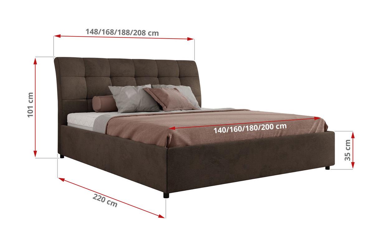 POLSTERBETT GALA CLASSIC 160/200 - Braun Velvet - Multipocket-Matratze - Braun, Textil (160/200cm) - MKS